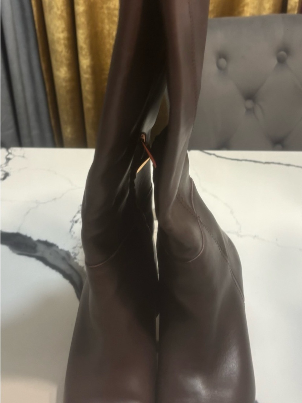 Nordstrom Chocolate Brown Leather Heeled Mid-Calf Boots